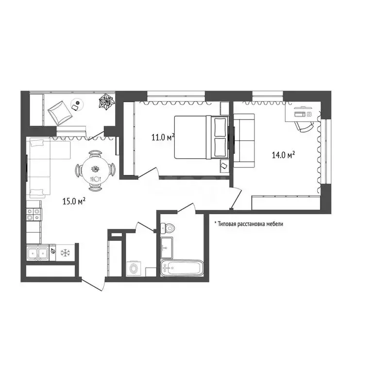 2-комнатная квартира: Тюмень, микрорайон Зарека, улица Лермонтова, 6 ... - Фото 1