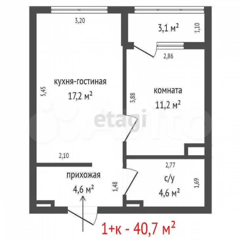 1-к. квартира, 37,6 м, 14/25 эт. - Фото 0