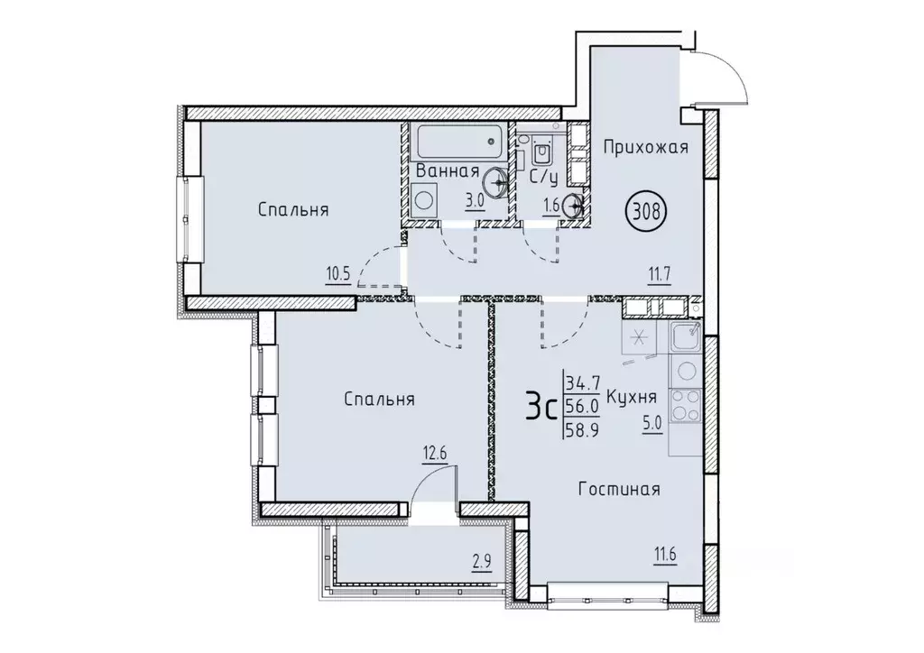 Свободной планировки кв. Саратовская область, Энгельс ул. Марины ... - Фото 0