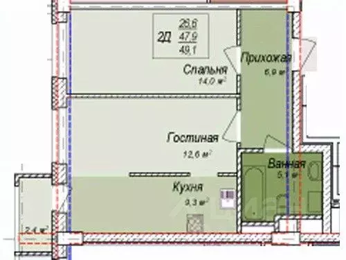 2-к кв. Свердловская область, Екатеринбург ул. Электриков, 24 (49.1 м) - Фото 1