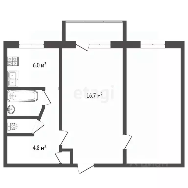 2-к кв. Московская область, Солнечногорск ул. Дзержинского, 20 (45.8 ... - Фото 2