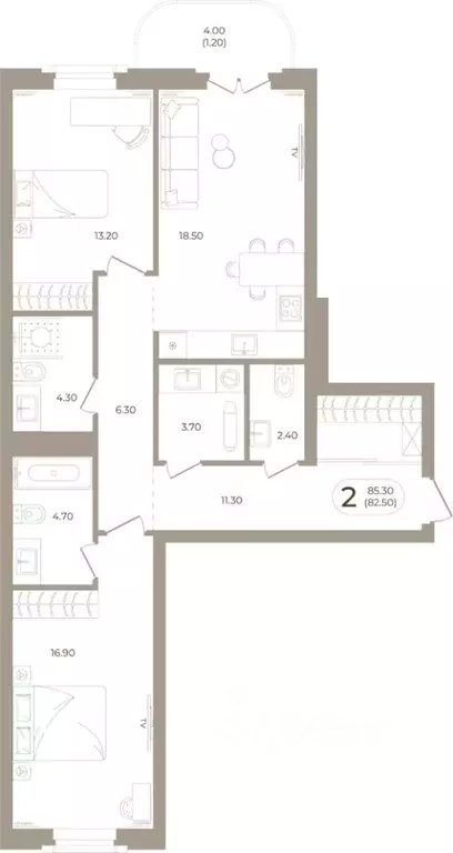 2-к кв. Башкортостан, Стерлитамак ул. Мира, 70 (82.5 м) - Фото 1