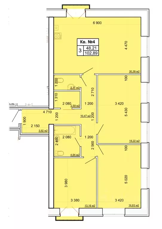 3-к кв. Костромская область, Кострома ул. Щемиловка, 13 (102.89 м) - Фото 0