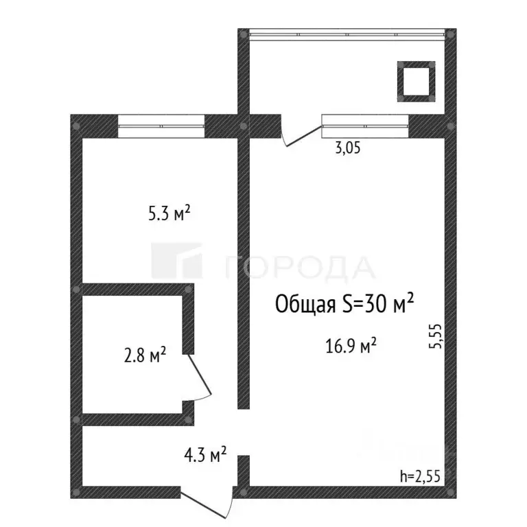 1-к кв. Алтайский край, Барнаул ул. Малахова, 97 (30.0 м) - Фото 2