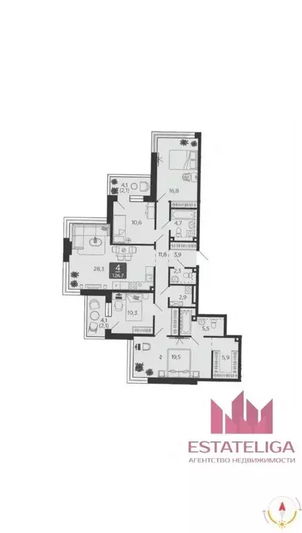4-к кв. Москва наб. Марка Шагала, 11к2 (131.0 м) - Фото 1