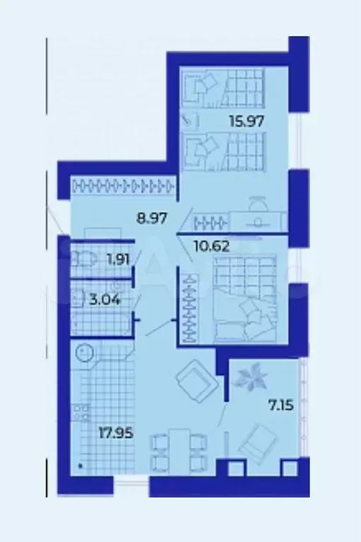 2-к. квартира, 65,6 м, 8/9 эт. - Фото 1