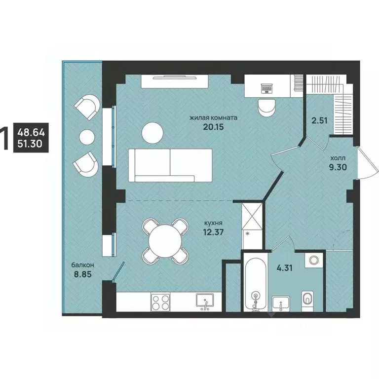 1-к кв. Архангельская область, Архангельск ул. Свободы, 16 (51.3 м) - Фото 2
