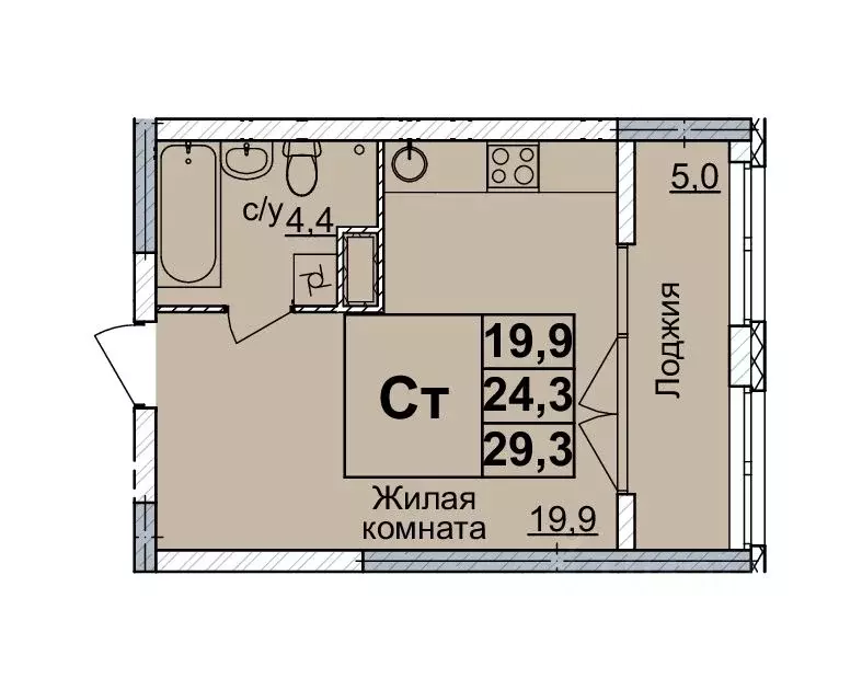 Студия Нижегородская область, Нижний Новгород ул. Родионова, 31 (28.0 ... - Фото 1