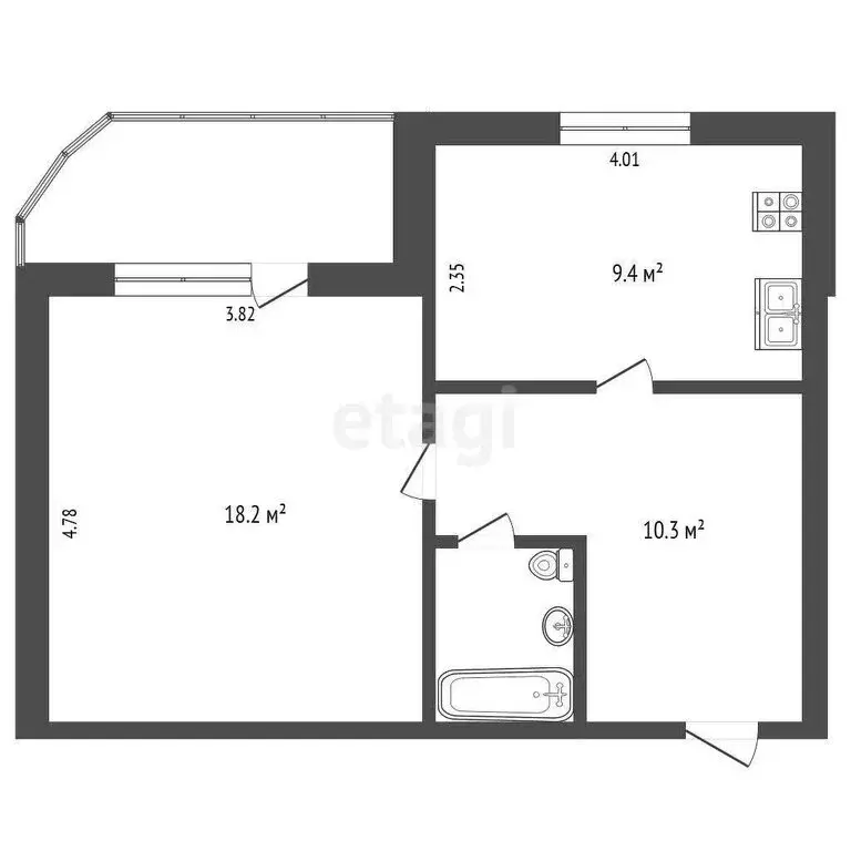 1-комнатная квартира: Омск, 6-я Шинная улица, 1 (41.4 м) - Фото 0