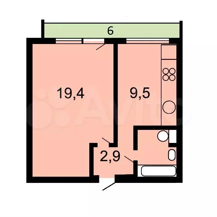 1-к. квартира, 40 м, 2/14 эт. - Фото 0