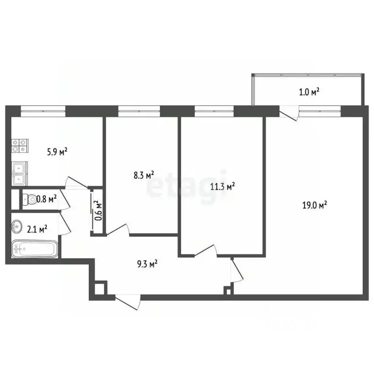 3-к кв. Самарская область, Тольятти Советская ул., 71 (51.3 м) - Фото 2