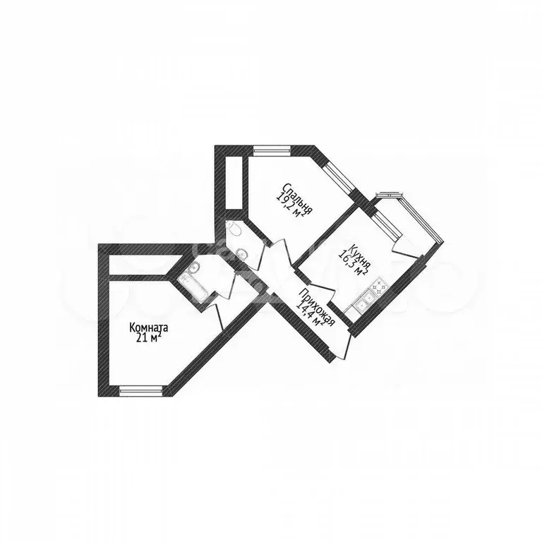 2-к. квартира, 84,6 м, 6/9 эт. - Фото 0