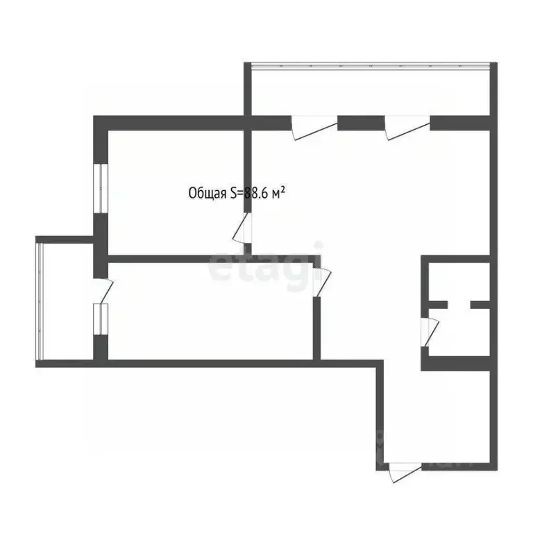 3-к кв. Томская область, Томск Базарный пер., 7 (88.6 м) - Фото 2