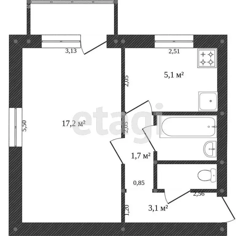1-комнатная квартира: Ишим, Иркутская улица, 5 (30.1 м) - Фото 1