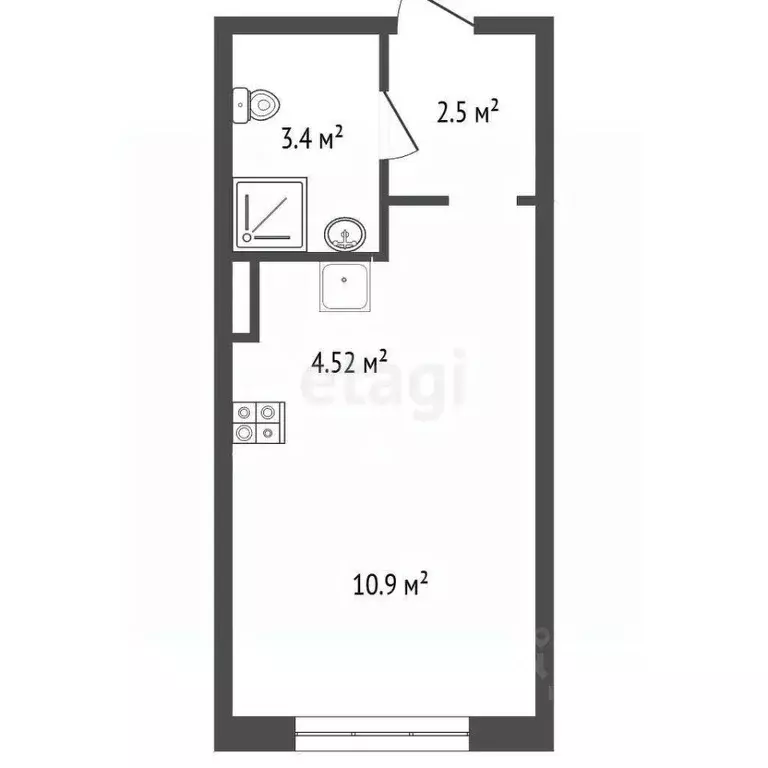 Студия Ярославская область, Ярославль Чернопрудная ул., 30к2 (21.32 м) - Фото 2