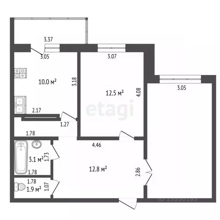 2-к кв. Самарская область, Самара ул. Георгия Димитрова, 74Ак1 (60.0 ... - Фото 2