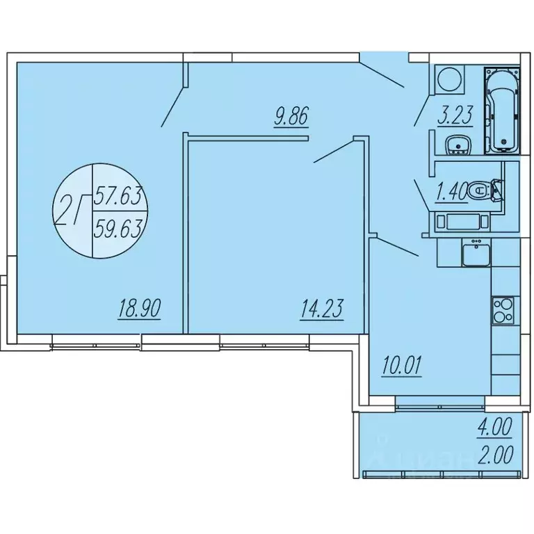 2-к кв. Московская область, Мытищи городской округ, д. Шолохово ... - Фото 1