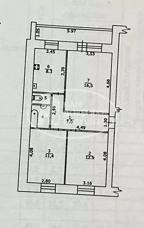 3-к. квартира, 59,8 м, 5/5 эт. - Фото 0