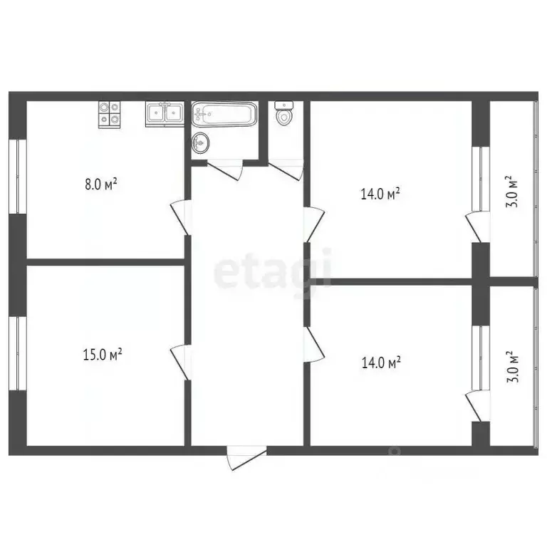 3-к кв. Адыгея, Майкоп ул. Жуковского, 66 (60.5 м) - Фото 2