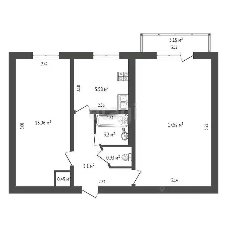 2-к кв. Крым, Красноперекопск 8-й мкр, 5 (48.1 м) - Фото 1