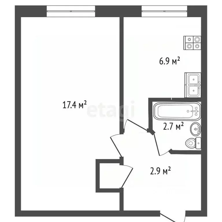 1-к кв. Севастополь ул. Николая Музыки, 45 (30.4 м) - Фото 2