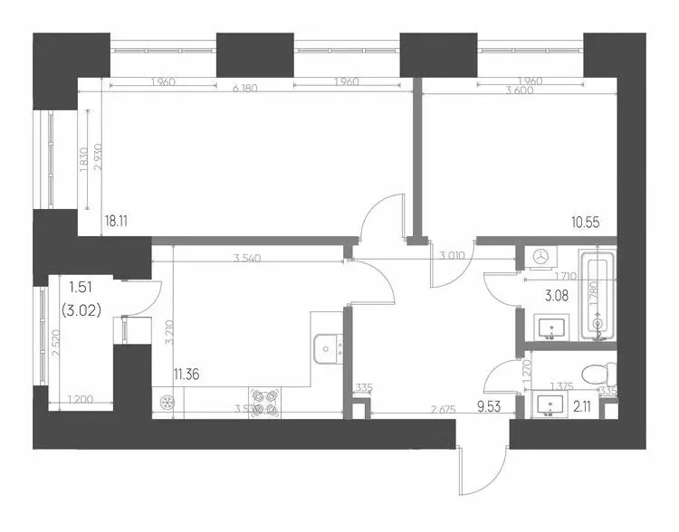2-комнатная квартира: Нижнекамск, 15-й микрорайон, ЖК Калина (56.25 м) - Фото 0