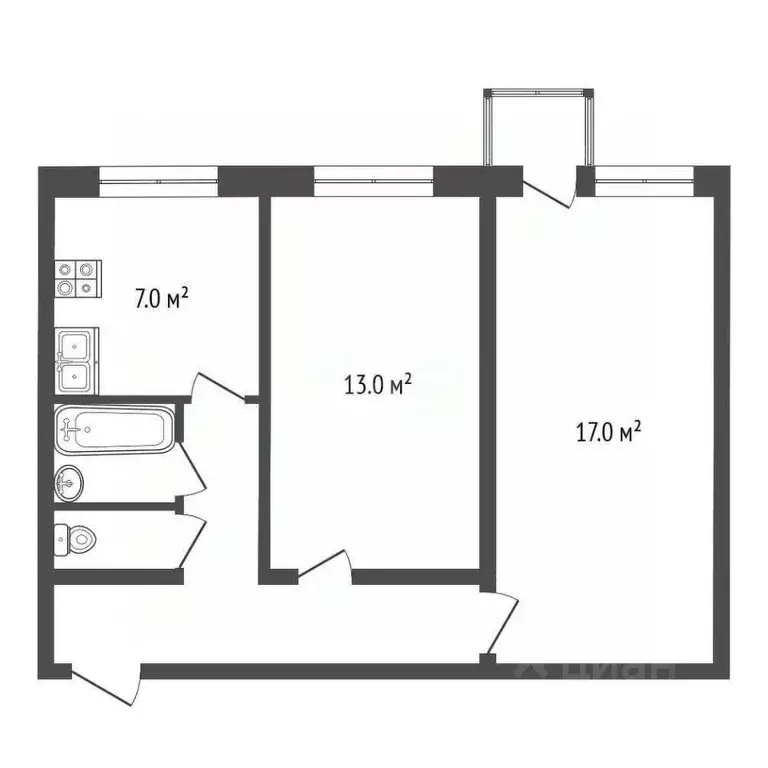 2-к кв. Псковская область, Печоры Юбилейная ул., 1 (47.9 м) - Фото 2