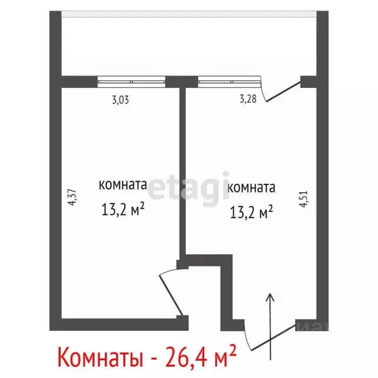 Комната Свердловская область, Арамиль 1 Мая ул., 71А (26.4 м) - Фото 2