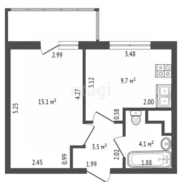 1-к кв. Санкт-Петербург аллея Арцеуловская, 23к1 (32.4 м) - Фото 1