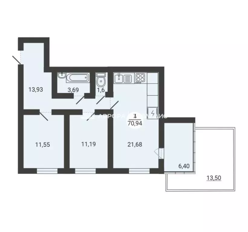 2-комнатная квартира: Магнитогорск, улица Зелёный Лог, 71/2 (70.94 м) - Фото 0