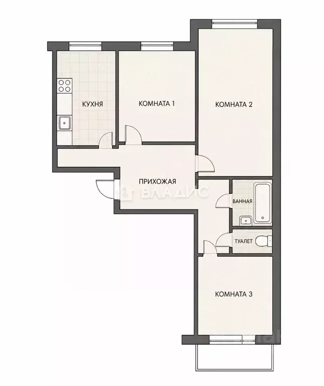 3-к кв. Ярославская область, Рыбинск Буксирная ул., 12 (60.5 м) - Фото 2