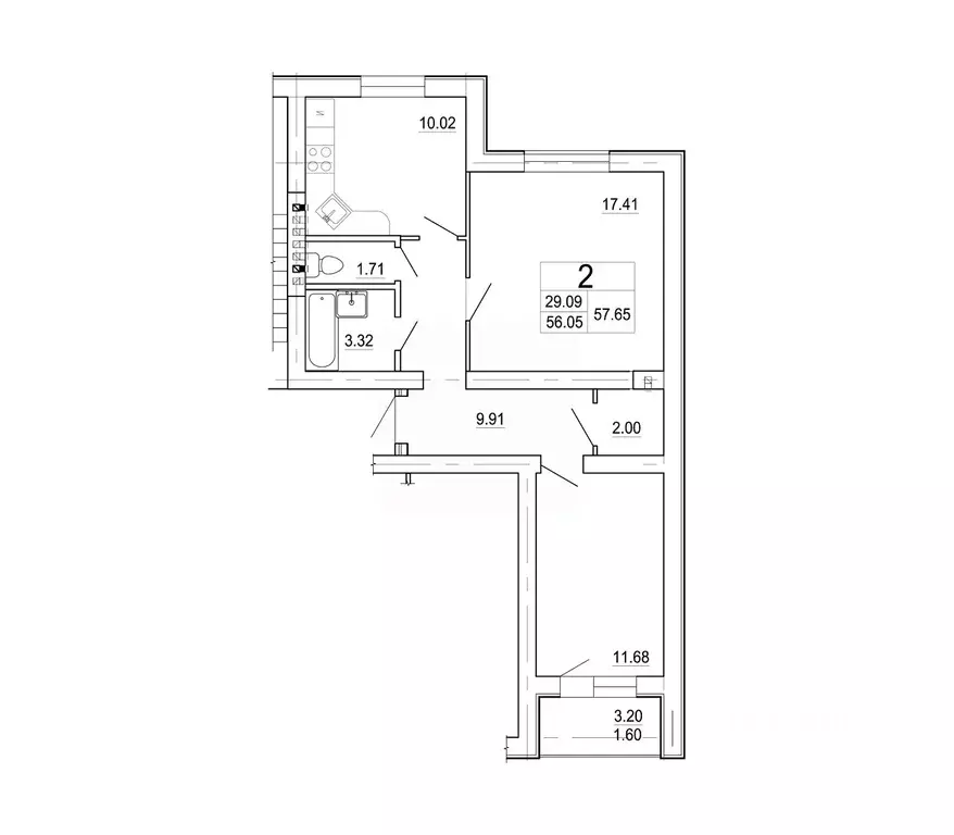 2-к кв. Ленинградская область, Коммунар г. Гатчинский муниципальный ... - Фото 0