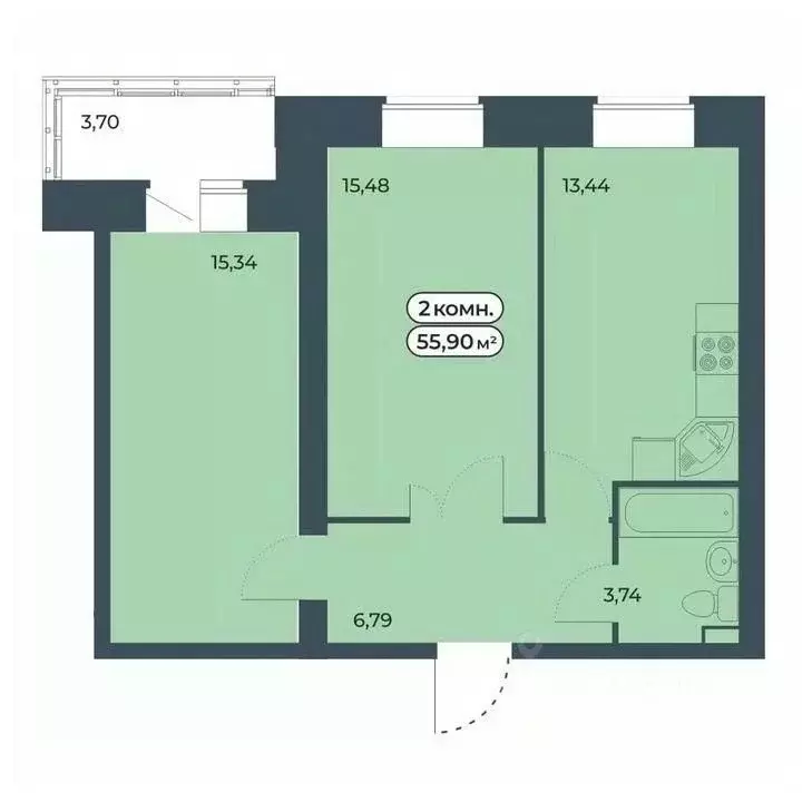 2-к кв. Красноярский край, Красноярск ул. Светлова, 12 (55.9 м) - Фото 1