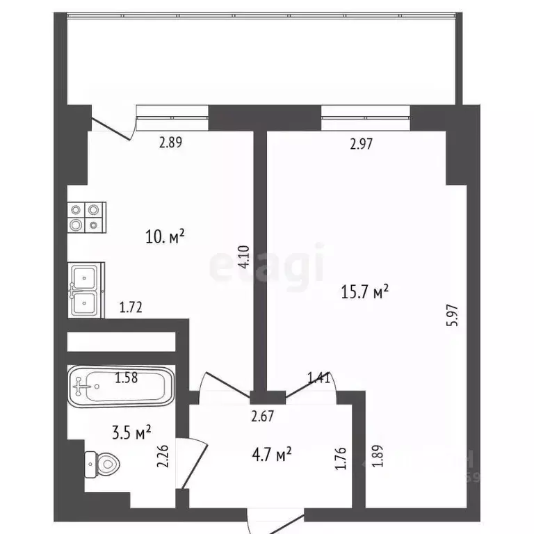 1-к кв. Саха (Якутия), Якутск ул. Чернышевского, 110А (34.0 м) - Фото 2