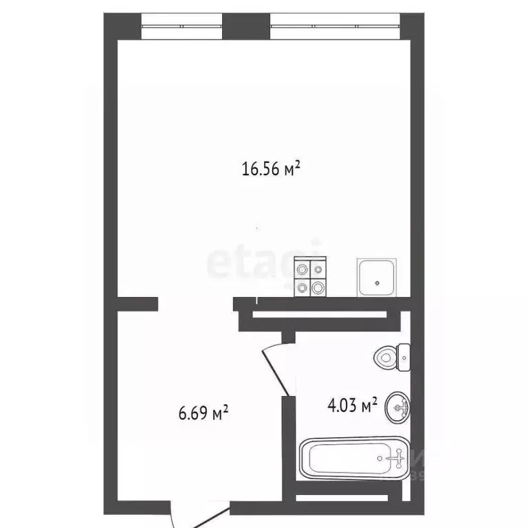 Студия Тюменская область, Тюмень Ставропольская ул., 160/1 (27.4 м) - Фото 1