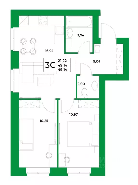 2-к кв. Башкортостан, Уфимский район, Зубовский сельсовет, с. Зубово ... - Фото 1