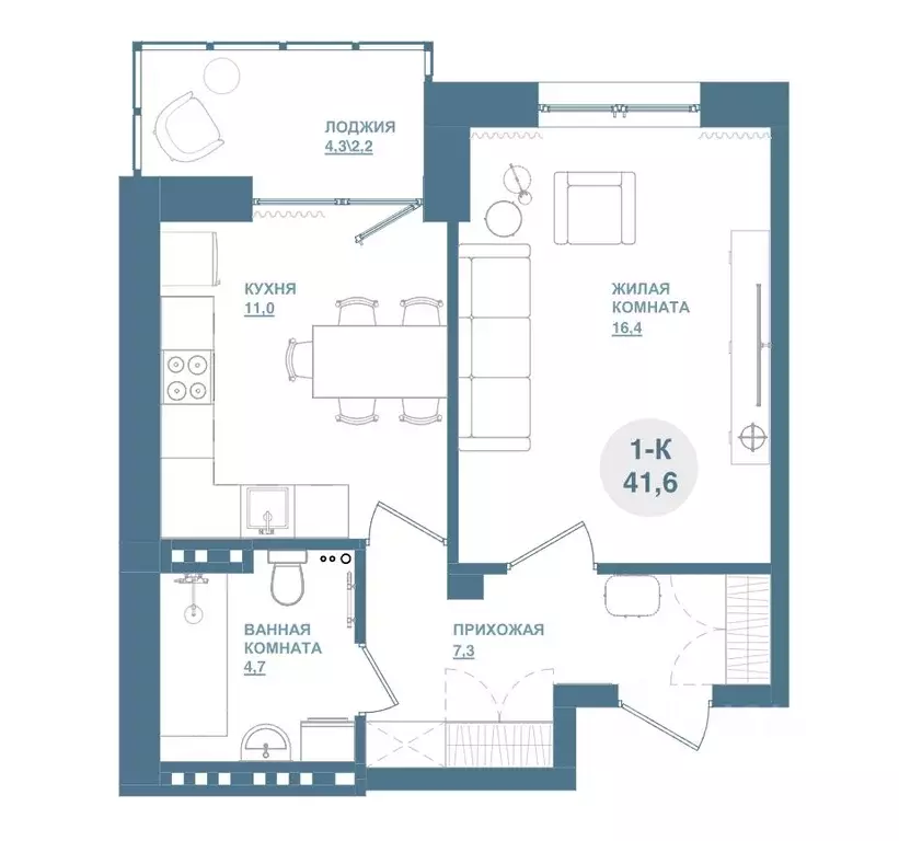 1-к кв. Красноярский край, Красноярск Свердловская ул., 6Е (41.4 м) - Фото 1