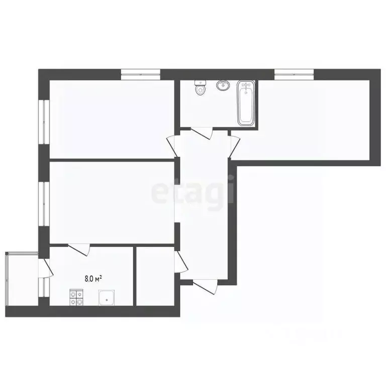 3-к кв. Тюменская область, с. Ярково ул. Нагорная, 20Б (57.3 м) - Фото 2