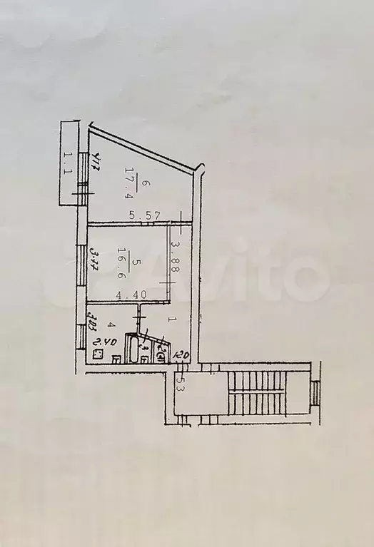 2-к. квартира, 55,2 м, 4/5 эт. - Фото 0