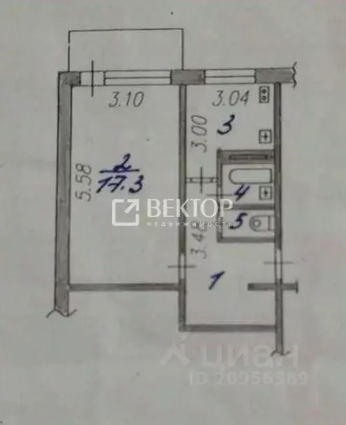 1-к кв. Ивановская область, Кохма ул. Кочетовой, 51 (37.0 м) - Фото 2