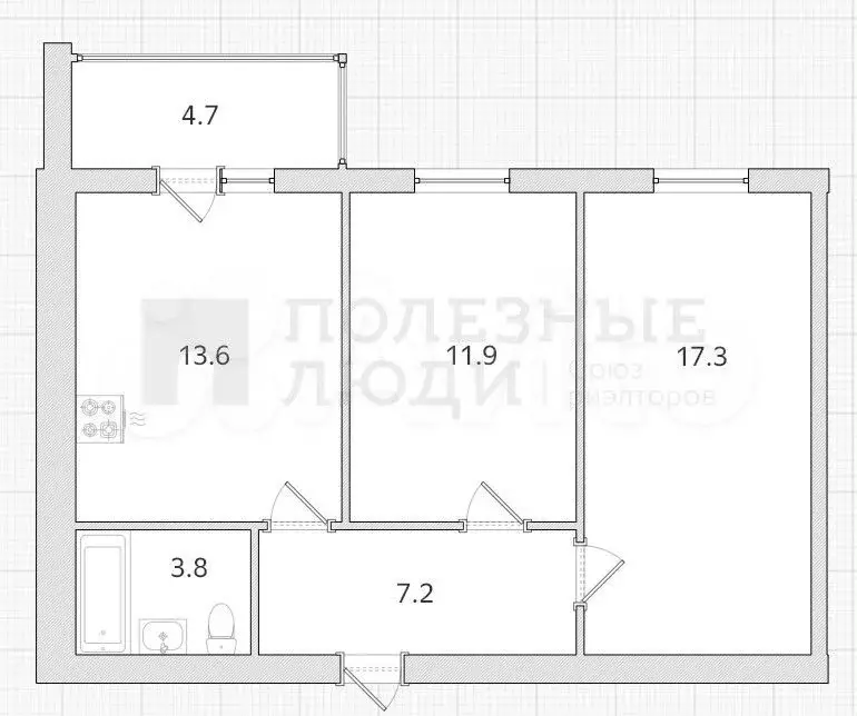 2-к. квартира, 53,8 м, 9/9 эт. - Фото 0