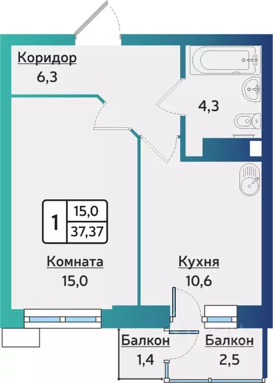 1-к кв. Удмуртия, Ижевск ул. 40 лет Победы, 117 (37.4 м) - Фото 0