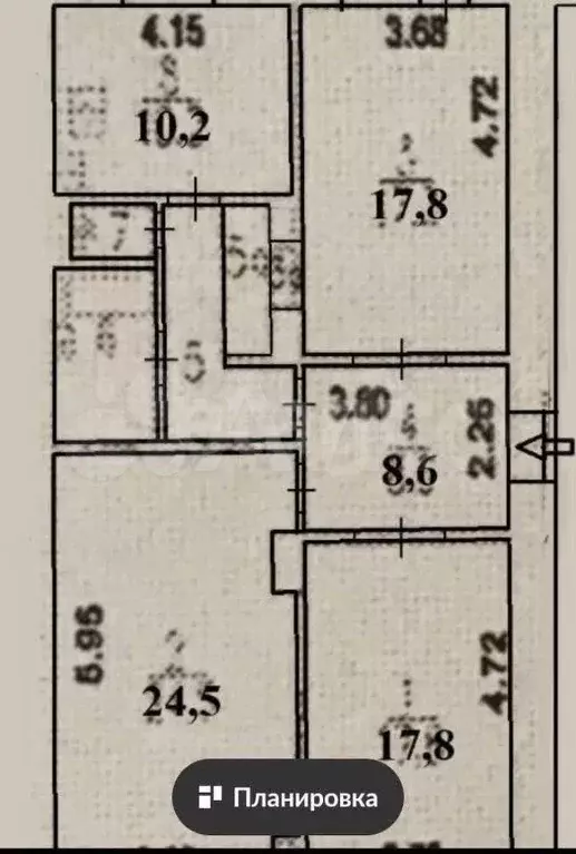 3-к. квартира, 90,2 м, 2/4 эт. - Фото 0