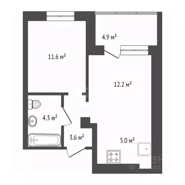 2-к кв. Красноярский край, Красноярск ул. Лесников, 51 (39.2 м) - Фото 2