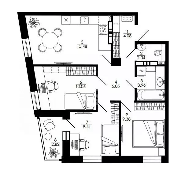 3-комнатная квартира: Липецк, проспект Победы, 99 (61.91 м) - Фото 1