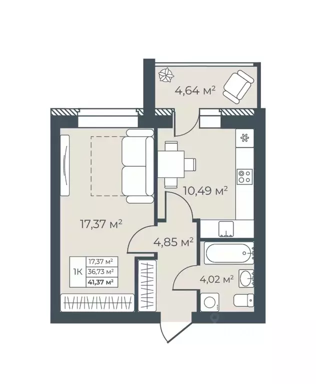 1-к кв. Воронежская область, Бобров  (41.37 м) - Фото 1