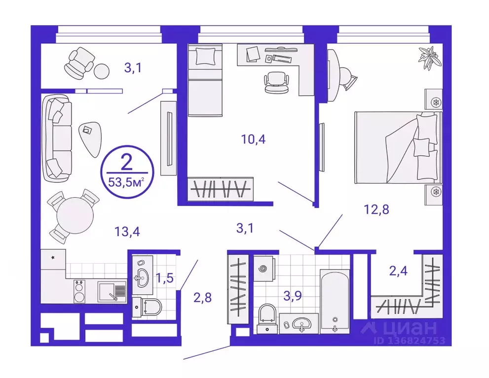 2-к кв. Свердловская область, Екатеринбург Уктус жилрайон, Астон ... - Фото 1