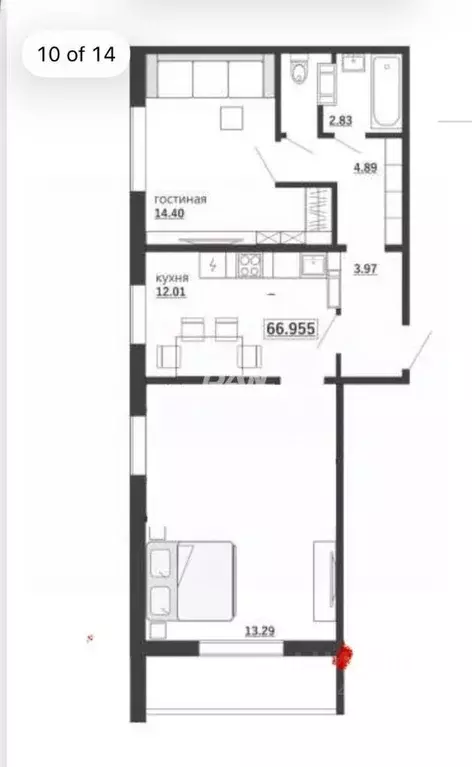 2-к кв. Челябинская область, Челябинск Артиллерийская ул., 97 (67.0 м) - Фото 2