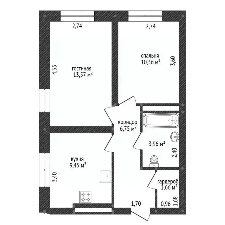 2-к кв. Башкортостан, Уфа ул. Аксакова, 56 (65.4 м) - Фото 2