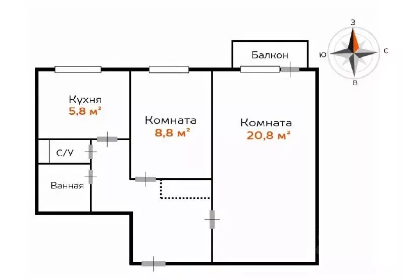 2-к кв. Москва Тенистый проезд, 8 (45.0 м) - Фото 2